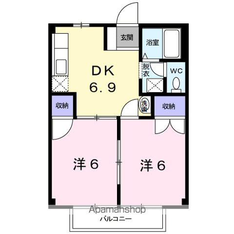 潮来市日の出のアパートの間取り