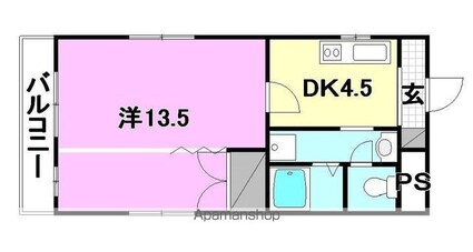 サンクレア萱町[1DK/39.92m2]の間取図