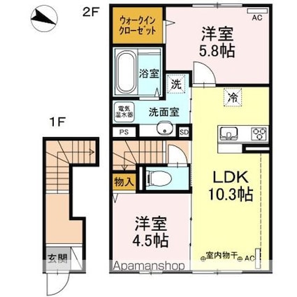 ウィット眞広[2LDK/55.84m2]の間取図