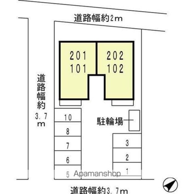 セジュール守山[2LDK/58.37m2]の配置図
