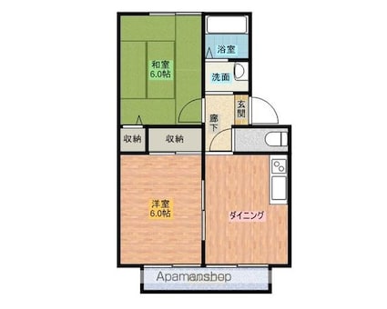 ロイヤル櫛林[2DK/40.81m2]の間取図