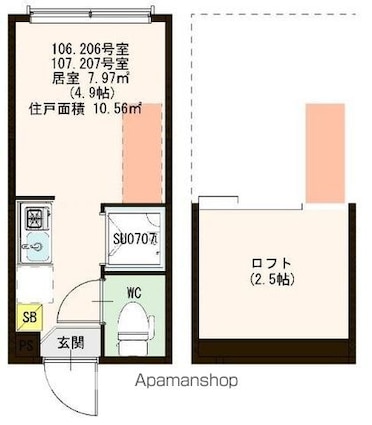 ハーモニーテラス仲宿Ⅲ[1R/10.56m2]の間取図