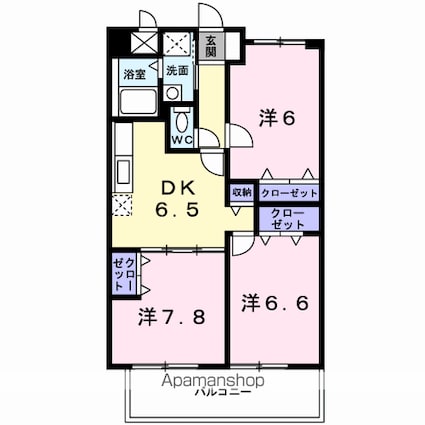 メゾン・ド・ポプラ[3DK/60.69m2]の間取図