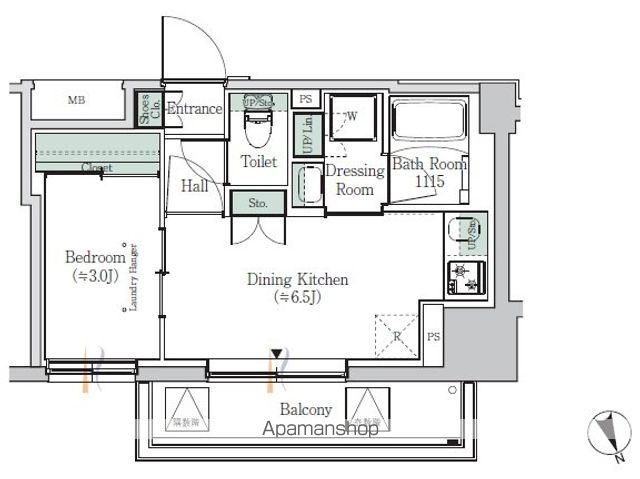 ＯＮＥ　ＲＯＯＦ　ＲＥＳＩＤＥＮＣＥ　ＡＳＡＫＵＳＡＢＡＳＨＩ（の間取り