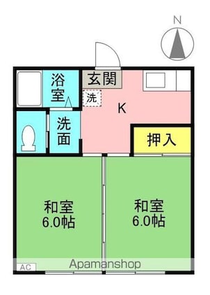 コーポサンフラワー[2K/35.3m2]の間取図