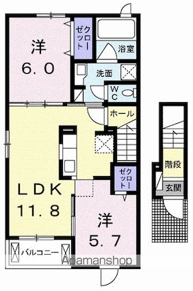 メゾン旭　Ⅰ[2LDK/56.68m2]の間取図