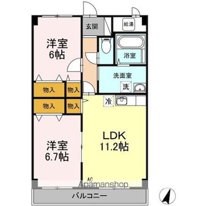 パルティール葦高[2LDK/59.85m2]の間取図