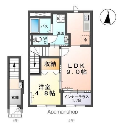 イーストコーポⅡ[1LDK/42.23m2]の間取図