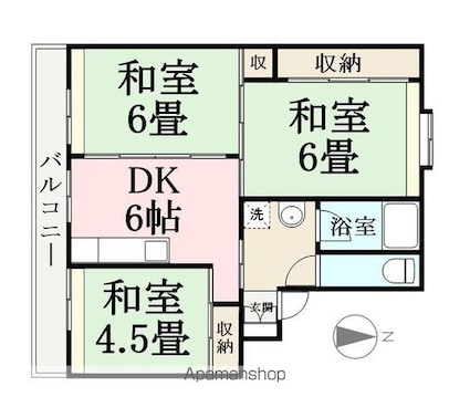ファーストレジデンス三国１号棟[3DK/57.84m2]の間取図