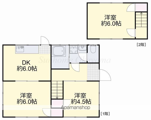 赤穂線 西川原駅 徒歩7分 2階建 築51年の間取り写真