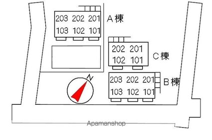 パナハイツ川崎　Ａ棟[2DK/40.92m2]の配置図