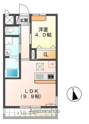 エスポワール[1LDK/36m2]の間取図