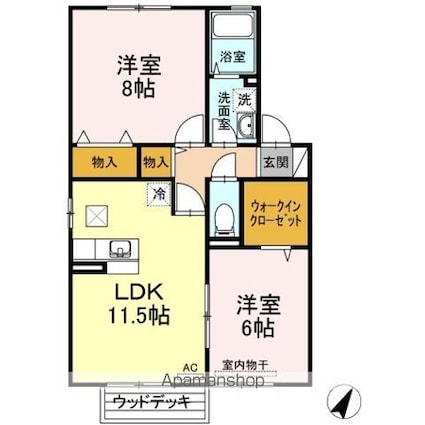 ＥＣＯーレジデンス『モア』　Ａ棟[2LDK/56.3m2]の間取図