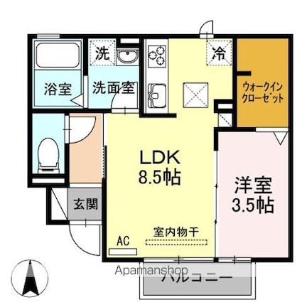 Ｍａｉｓｏｎ　ｄｅ　ｃｈｏｃｏｌａ（メゾンドショコラ）[1LDK/33.13m2]の間取図