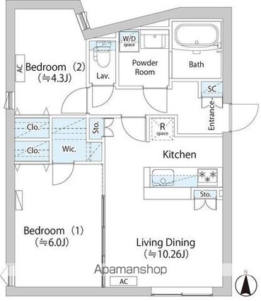 ＬＡＰｉＳ武蔵小山[2LDK/50.07m2]の間取図