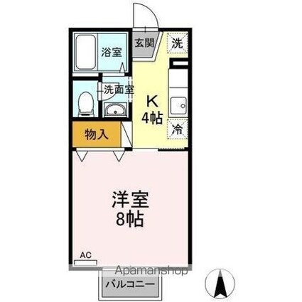 ファミーユＳ[1K/26.71m2]の間取図