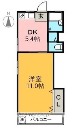 上原マンション[1DK/38.22m2]の間取図