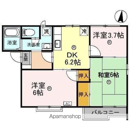 リッチハイム桜[3DK/49.07m2]の間取図