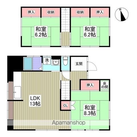 成田線 湖北駅 徒歩19分 2階建 築41年の間取り写真