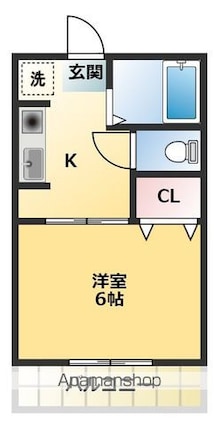 徳島県徳島市吉野本町６丁目[1K/21.53m2]の間取図
