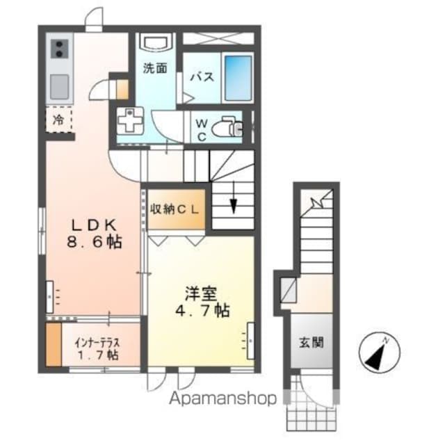 Ｓｕｎｓ　Ｈｉｌｌ　Ⅰ[1LDK/42.34m2]の間取図