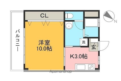 ＡＢＩＤＥ[1K/34.4m2]の間取図