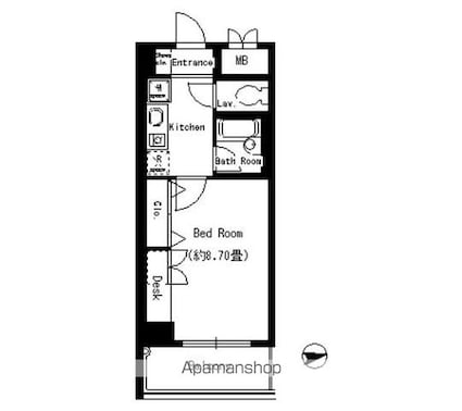 協和高輪マンション[1K/26.88m2]の間取図