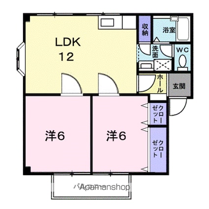 グリーンハイツもりもとＢ[2LDK/54.28m2]の間取図