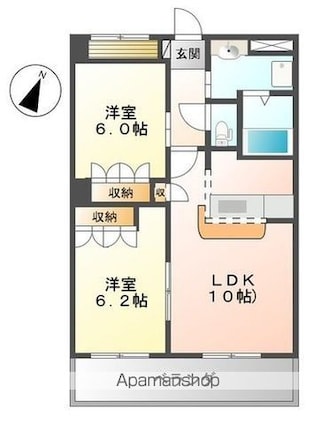滋賀県彦根市野田山町[2LDK/49.58m2]の間取図