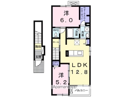 グランつくばⅠ[2LDK/56.81m2]の間取図