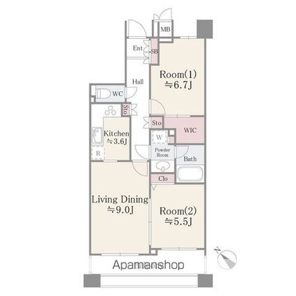 ガーデンアヴェニュー妙典[2LDK/59.88m2]の間取図