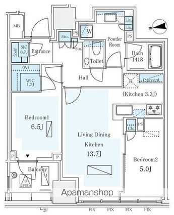 パークコート　ザ・三番町ハウス[2LDK/63.11m2]の間取図