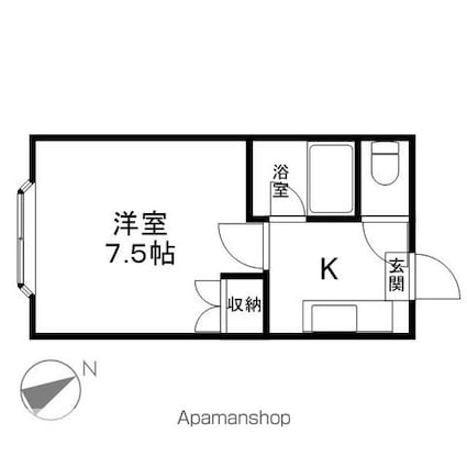 長野県長野市大字北長池[1K/24m2]の間取図