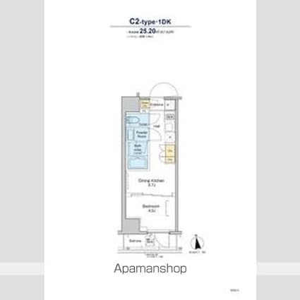 プラウドフラット浅草トレサージュ[1DK/25.2m2]の間取図