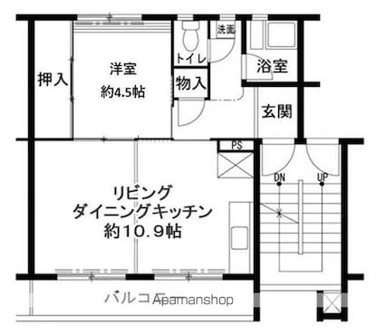 ビレッジハウス鳴滝８号棟[1LDK/39.99m2]の間取図