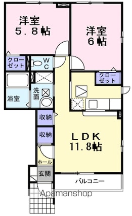デスパシオＡ[2LDK/52.57m2]の間取図