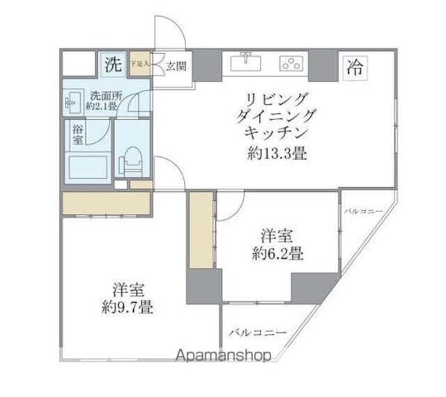 ＩＳＭ石神井公園[2LDK/61.67m2]の間取図