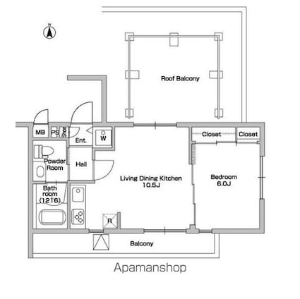 フェルトバーンハウス新江古田[1LDK/37.78m2]の間取図