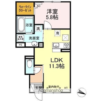 ウィット眞広[1LDK/44.17m2]の間取図