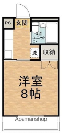 第２ハイツコトブキ[1K/23.14m2]の間取図