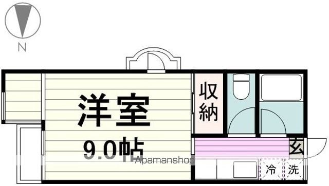 ラズベリー中山[1K/25.54m2]の間取図