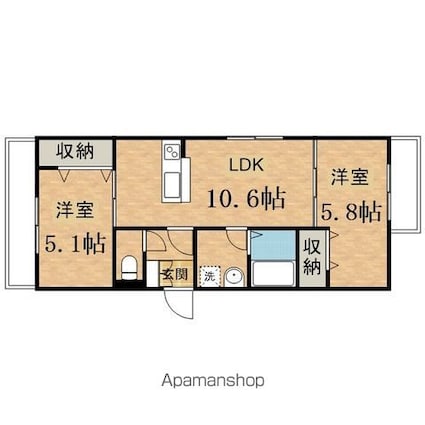 ディールーム松木Ｂ[2LDK/50.39m2]の間取図