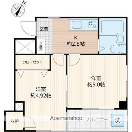 ＫＥＮＴ　ＨＯＵＳＥ[2K/26.18m2]の間取図