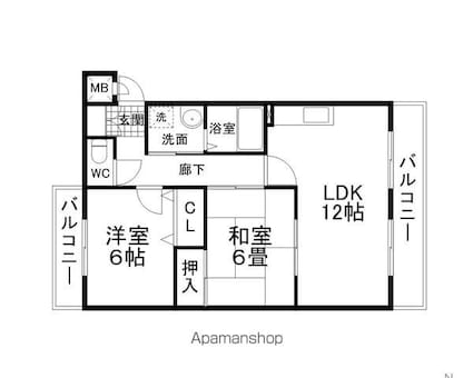 プチフルール千[2LDK/58.41m2]の間取図