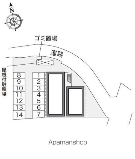 レオパレスぴゅあ[1K/22.7m2]の配置図