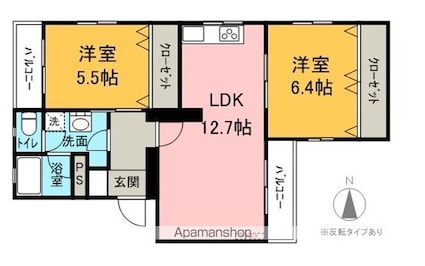 ソリッドリバーサイド松本[2LDK/58.87m2]の間取図