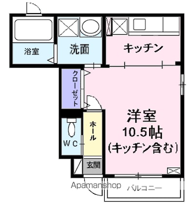 フルール[1K/32.2m2]の間取図