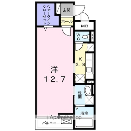 ヴィレッジゲート亥鼻[1K/39.32m2]の間取図