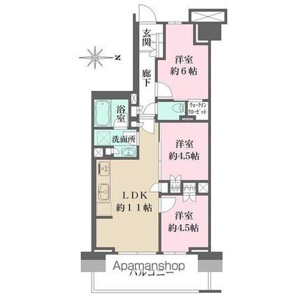 ザ・パークハウス亀戸九丁目[3LDK/60.18m2]の間取図