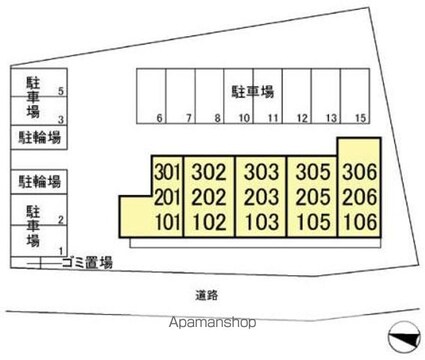 東京都日野市栄町２丁目[1LDK/33.39m2]の配置図